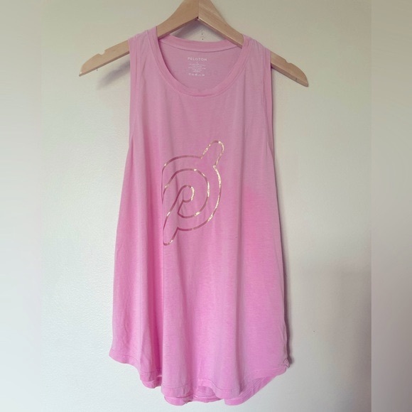 Peloton Pink Flow Racerback Tank Top Gold Foil Size Small - Picture 2 of 8